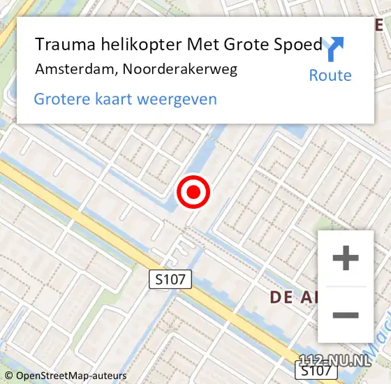 Locatie op kaart van de 112 melding: Trauma helikopter Met Grote Spoed Naar Amsterdam, Noorderakerweg op 18 november 2024 08:52