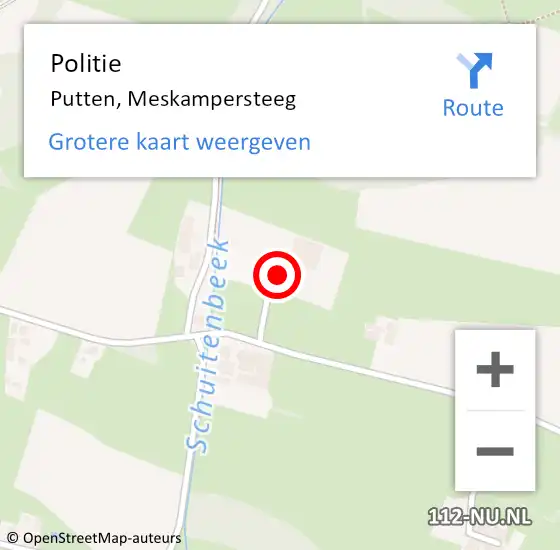 Locatie op kaart van de 112 melding: Politie Putten, Meskampersteeg op 18 november 2024 08:59