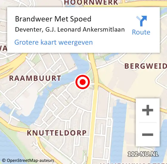 Locatie op kaart van de 112 melding: Brandweer Met Spoed Naar Deventer, G.J. Leonard Ankersmitlaan op 18 november 2024 09:04