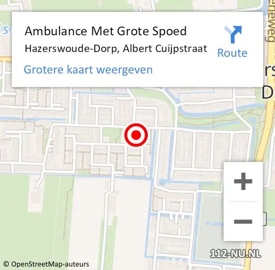 Locatie op kaart van de 112 melding: Ambulance Met Grote Spoed Naar Hazerswoude-Dorp, Albert Cuijpstraat op 18 november 2024 09:21