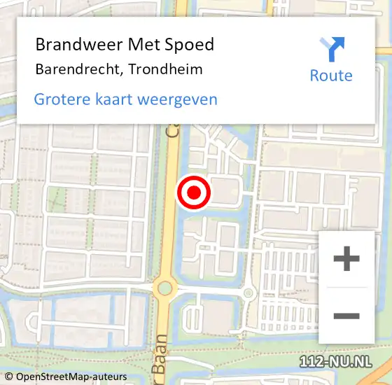 Locatie op kaart van de 112 melding: Brandweer Met Spoed Naar Barendrecht, Trondheim op 18 november 2024 09:22