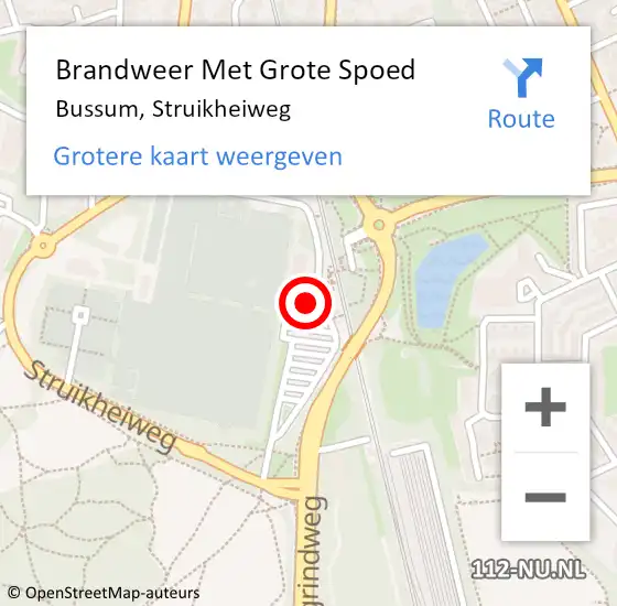 Locatie op kaart van de 112 melding: Brandweer Met Grote Spoed Naar Bussum, Struikheiweg op 18 november 2024 09:28