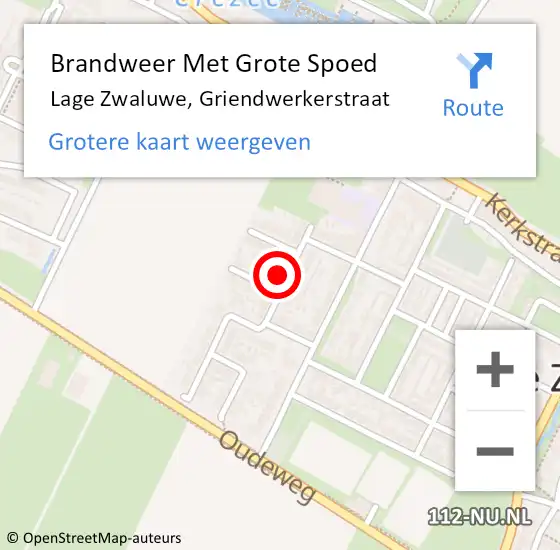 Locatie op kaart van de 112 melding: Brandweer Met Grote Spoed Naar Lage Zwaluwe, Griendwerkerstraat op 18 november 2024 09:30