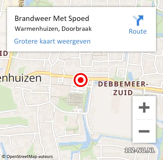 Locatie op kaart van de 112 melding: Brandweer Met Spoed Naar Warmenhuizen, Doorbraak op 18 november 2024 09:45