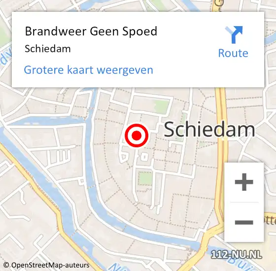 Locatie op kaart van de 112 melding: Brandweer Geen Spoed Naar Schiedam op 18 november 2024 09:51