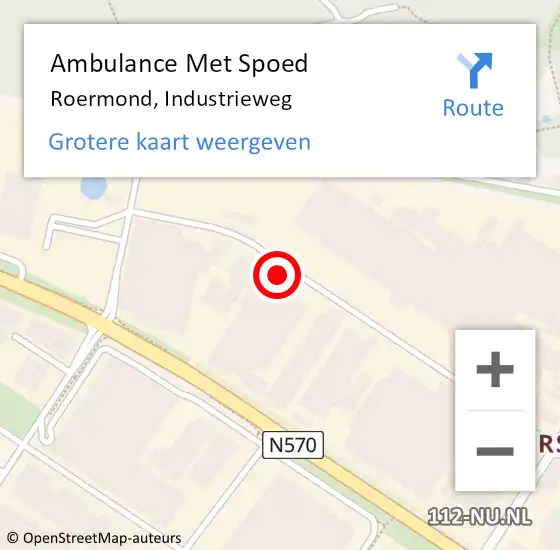 Locatie op kaart van de 112 melding: Ambulance Met Spoed Naar Roermond, Industrieweg op 18 november 2024 10:00