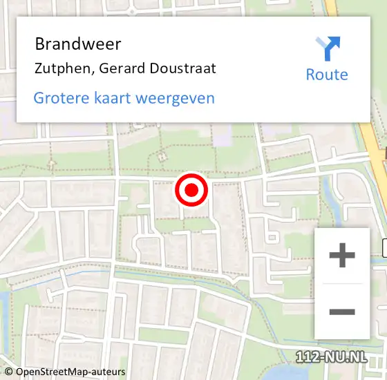 Locatie op kaart van de 112 melding: Brandweer Zutphen, Gerard Doustraat op 18 november 2024 10:28