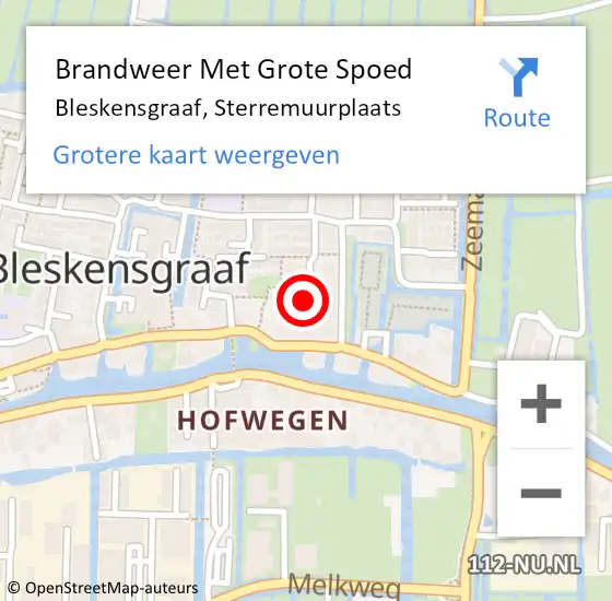 Locatie op kaart van de 112 melding: Brandweer Met Grote Spoed Naar Bleskensgraaf, Sterremuurplaats op 18 november 2024 10:35