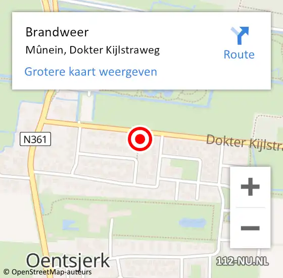 Locatie op kaart van de 112 melding: Brandweer Mûnein, Dokter Kijlstraweg op 18 november 2024 10:40