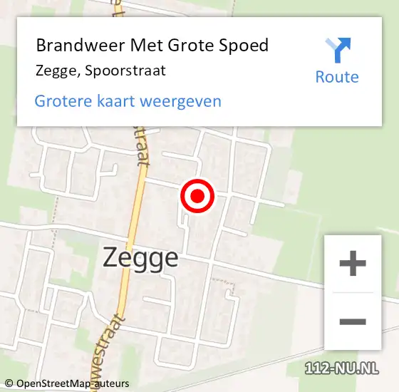 Locatie op kaart van de 112 melding: Brandweer Met Grote Spoed Naar Zegge, Spoorstraat op 18 november 2024 10:52