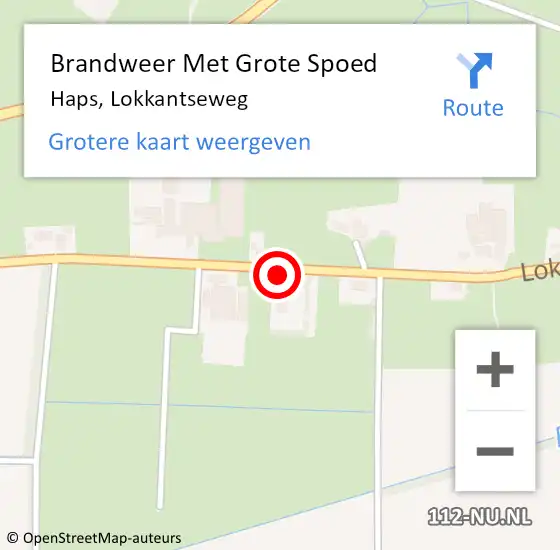 Locatie op kaart van de 112 melding: Brandweer Met Grote Spoed Naar Haps, Lokkantseweg op 18 november 2024 10:58