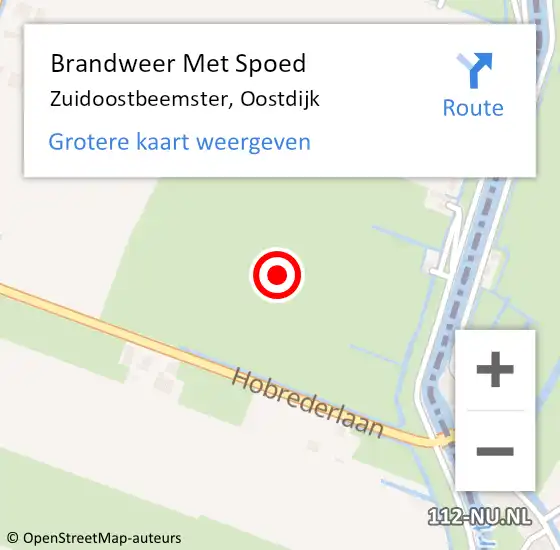 Locatie op kaart van de 112 melding: Brandweer Met Spoed Naar Zuidoostbeemster, Oostdijk op 18 november 2024 10:59