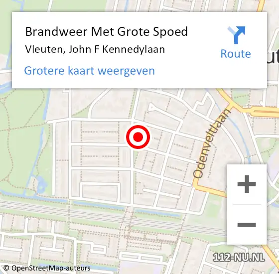 Locatie op kaart van de 112 melding: Brandweer Met Grote Spoed Naar Vleuten, John F Kennedylaan op 18 november 2024 11:13