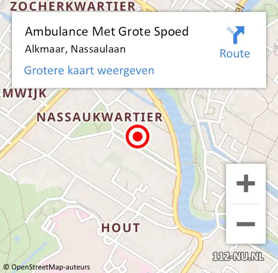 Locatie op kaart van de 112 melding: Ambulance Met Grote Spoed Naar Alkmaar, Nassaulaan op 18 november 2024 11:14