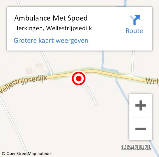 Locatie op kaart van de 112 melding: Ambulance Met Spoed Naar Herkingen, Wellestrijpsedijk op 18 november 2024 11:15