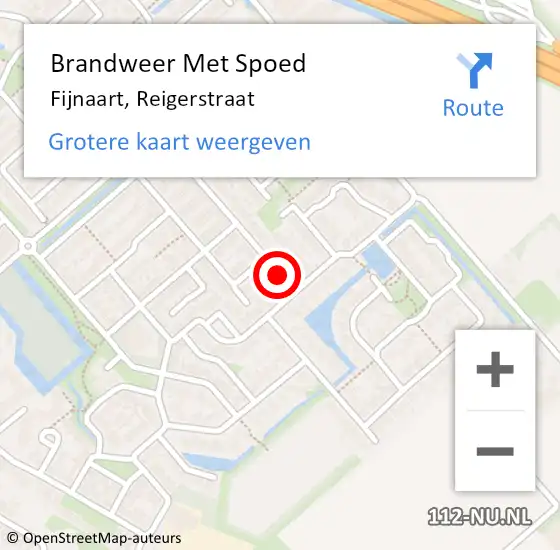 Locatie op kaart van de 112 melding: Brandweer Met Spoed Naar Fijnaart, Reigerstraat op 18 november 2024 11:28