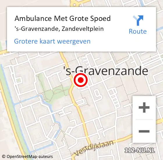 Locatie op kaart van de 112 melding: Ambulance Met Grote Spoed Naar 's-Gravenzande, Zandeveltplein op 18 november 2024 11:38