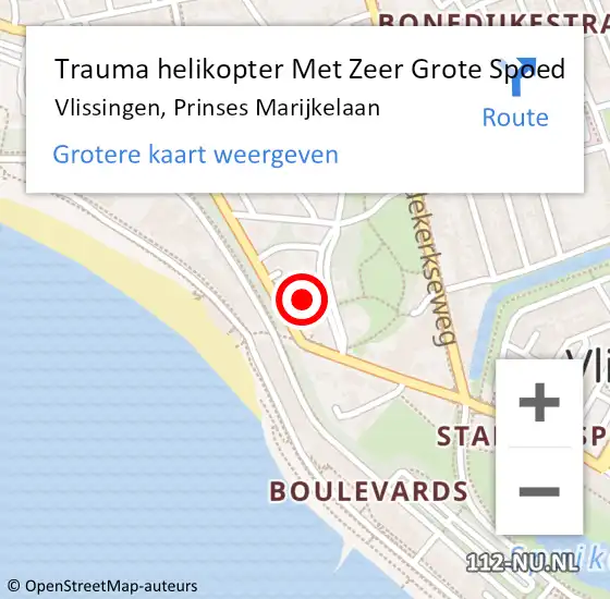 Locatie op kaart van de 112 melding: Trauma helikopter Met Zeer Grote Spoed Naar Vlissingen, Prinses Marijkelaan op 18 november 2024 11:38