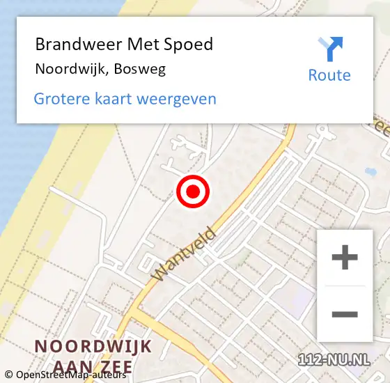 Locatie op kaart van de 112 melding: Brandweer Met Spoed Naar Noordwijk, Bosweg op 18 november 2024 11:40