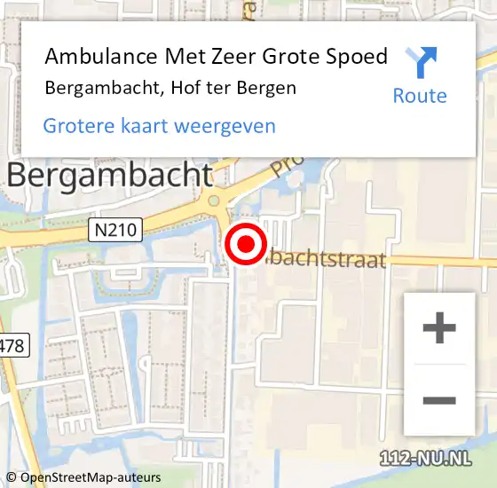 Locatie op kaart van de 112 melding: Ambulance Met Zeer Grote Spoed Naar Bergambacht, Hof ter Bergen op 18 november 2024 11:43