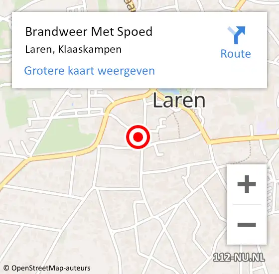 Locatie op kaart van de 112 melding: Brandweer Met Spoed Naar Laren, Klaaskampen op 18 november 2024 11:47