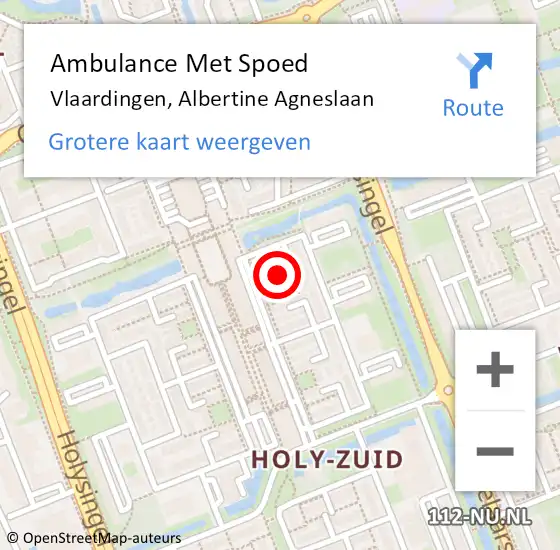 Locatie op kaart van de 112 melding: Ambulance Met Spoed Naar Vlaardingen, Albertine Agneslaan op 18 november 2024 11:52