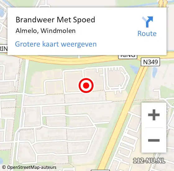 Locatie op kaart van de 112 melding: Brandweer Met Spoed Naar Almelo, Windmolen op 18 november 2024 11:54