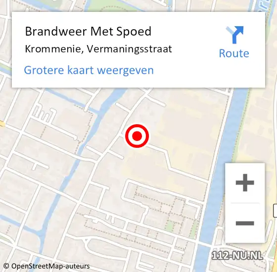 Locatie op kaart van de 112 melding: Brandweer Met Spoed Naar Krommenie, Vermaningsstraat op 18 november 2024 11:55