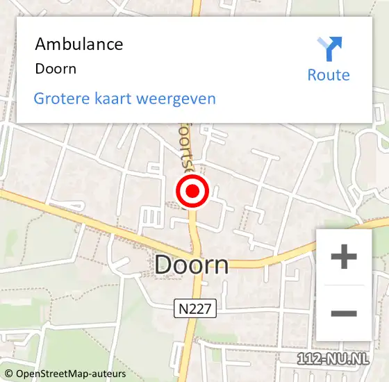 Locatie op kaart van de 112 melding: Ambulance Doorn op 18 november 2024 11:57