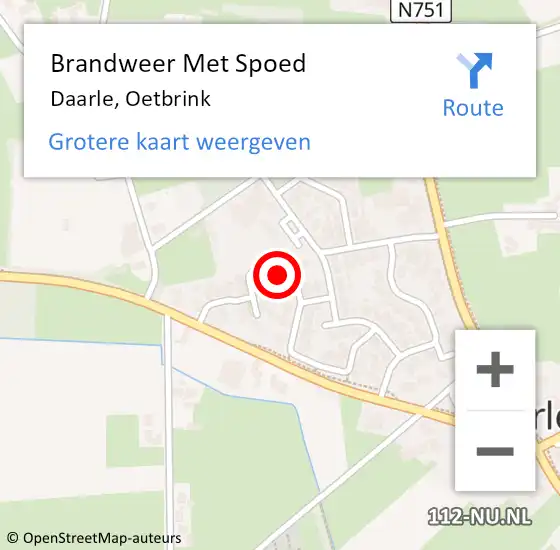 Locatie op kaart van de 112 melding: Brandweer Met Spoed Naar Daarle, Oetbrink op 18 november 2024 12:11