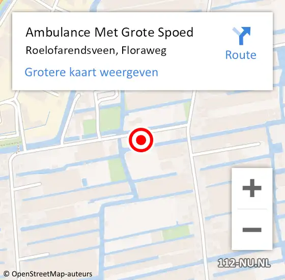 Locatie op kaart van de 112 melding: Ambulance Met Grote Spoed Naar Roelofarendsveen, Floraweg op 18 november 2024 12:17