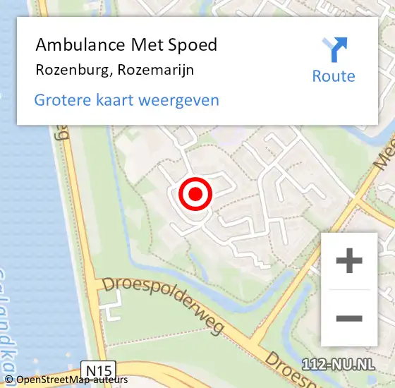 Locatie op kaart van de 112 melding: Ambulance Met Spoed Naar Rozenburg, Rozemarijn op 18 november 2024 12:17