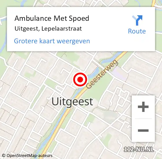 Locatie op kaart van de 112 melding: Ambulance Met Spoed Naar Uitgeest, Lepelaarstraat op 18 november 2024 12:42