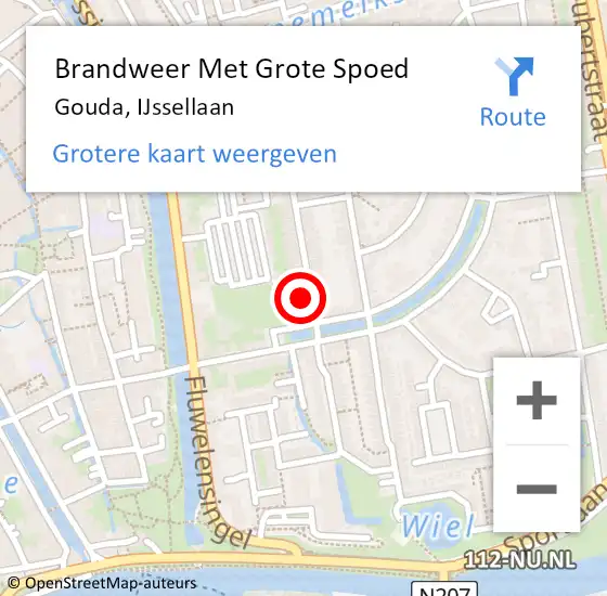 Locatie op kaart van de 112 melding: Brandweer Met Grote Spoed Naar Gouda, IJssellaan op 18 november 2024 12:50