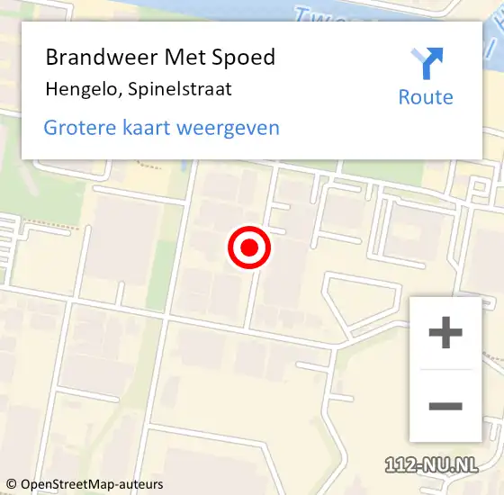 Locatie op kaart van de 112 melding: Brandweer Met Spoed Naar Hengelo, Spinelstraat op 18 november 2024 13:02