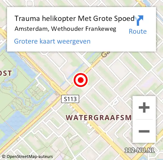 Locatie op kaart van de 112 melding: Trauma helikopter Met Grote Spoed Naar Amsterdam, Wethouder Frankeweg op 18 november 2024 13:31