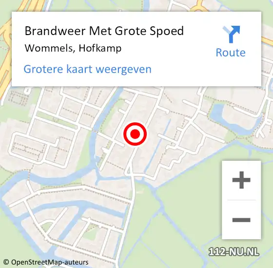 Locatie op kaart van de 112 melding: Brandweer Met Grote Spoed Naar Wommels, Hofkamp op 18 november 2024 13:36