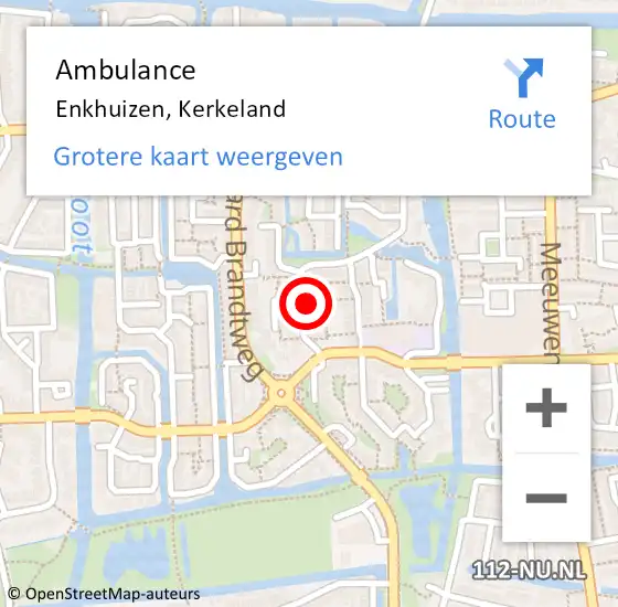 Locatie op kaart van de 112 melding: Ambulance Enkhuizen, Kerkeland op 18 november 2024 13:40