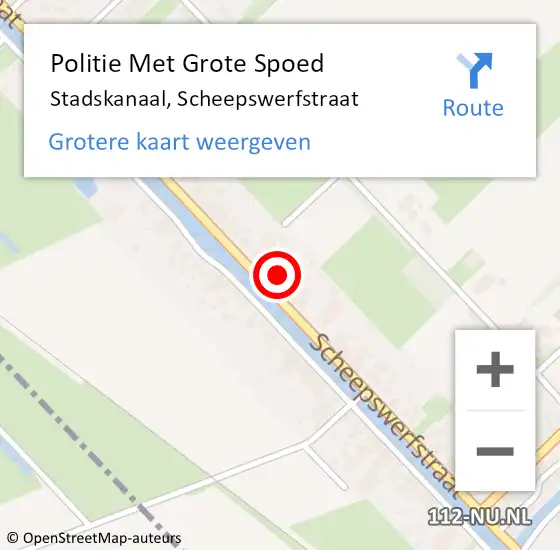 Locatie op kaart van de 112 melding: Politie Met Grote Spoed Naar Stadskanaal, Scheepswerfstraat op 18 november 2024 13:44