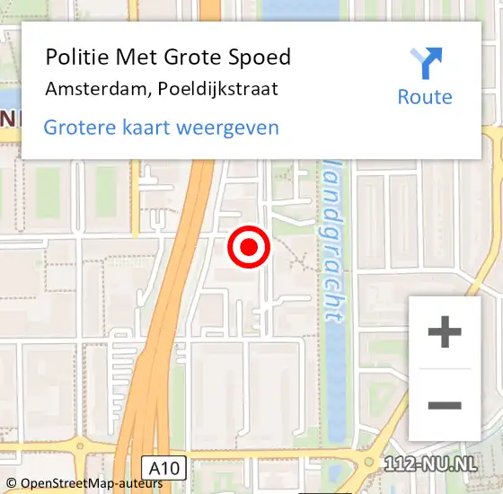 Locatie op kaart van de 112 melding: Politie Met Grote Spoed Naar Amsterdam, Poeldijkstraat op 18 november 2024 13:48