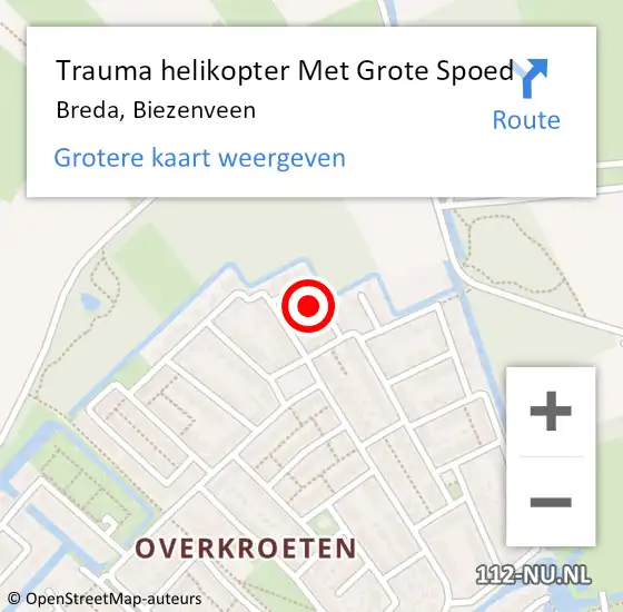 Locatie op kaart van de 112 melding: Trauma helikopter Met Grote Spoed Naar Breda, Biezenveen op 18 november 2024 14:15