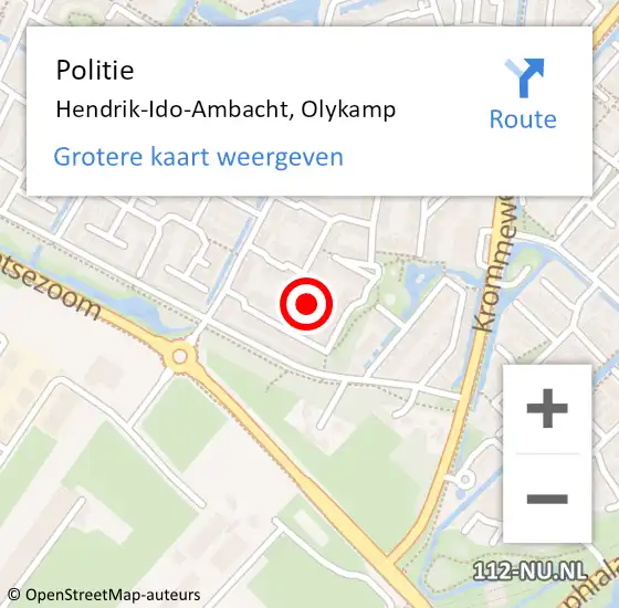 Locatie op kaart van de 112 melding: Politie Hendrik-Ido-Ambacht, Olykamp op 18 november 2024 14:23