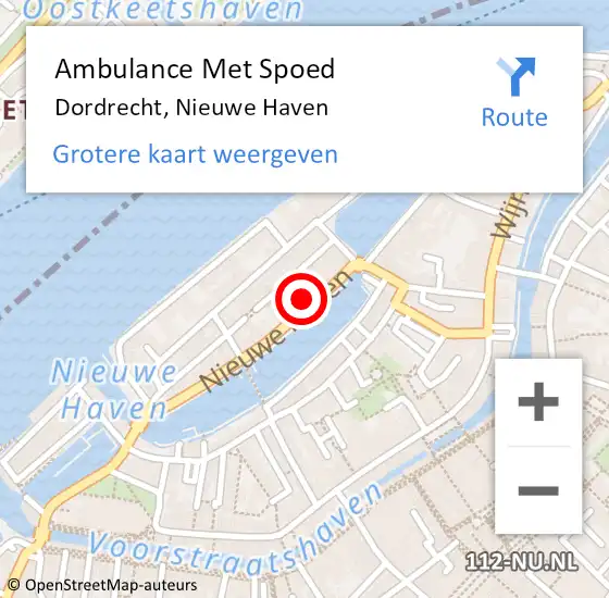 Locatie op kaart van de 112 melding: Ambulance Met Spoed Naar Dordrecht, Nieuwe Haven op 18 november 2024 14:27