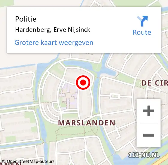 Locatie op kaart van de 112 melding: Politie Hardenberg, Erve Nijsinck op 18 november 2024 14:31