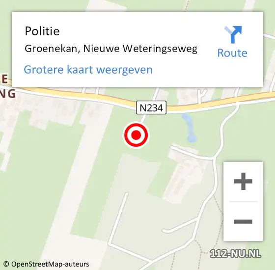 Locatie op kaart van de 112 melding: Politie Groenekan, Nieuwe Weteringseweg op 18 november 2024 14:35