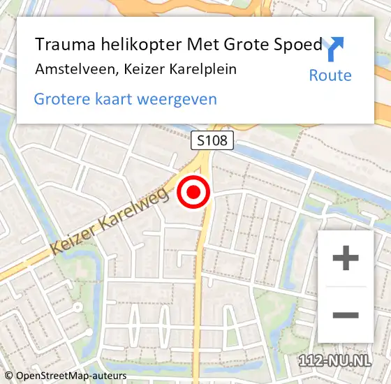 Locatie op kaart van de 112 melding: Trauma helikopter Met Grote Spoed Naar Amstelveen, Keizer Karelplein op 18 november 2024 14:40