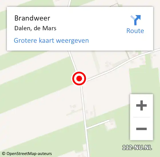 Locatie op kaart van de 112 melding: Brandweer Dalen, de Mars op 18 november 2024 14:42