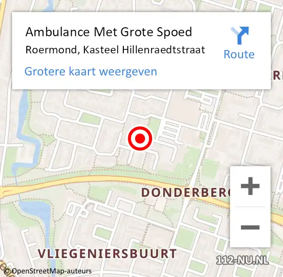 Locatie op kaart van de 112 melding: Ambulance Met Grote Spoed Naar Roermond, Kasteel Hillenraedtstraat op 18 november 2024 15:03