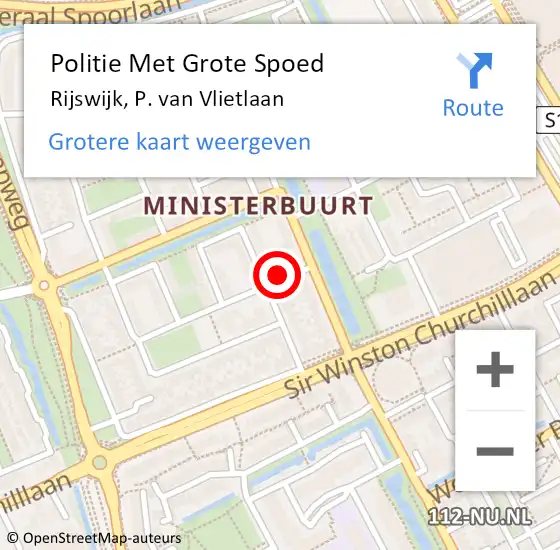 Locatie op kaart van de 112 melding: Politie Met Grote Spoed Naar Rijswijk, P. van Vlietlaan op 18 november 2024 15:11