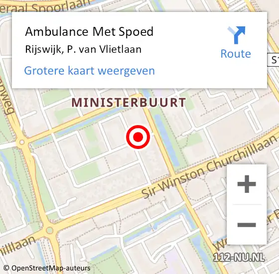 Locatie op kaart van de 112 melding: Ambulance Met Spoed Naar Rijswijk, P. van Vlietlaan op 18 november 2024 15:14